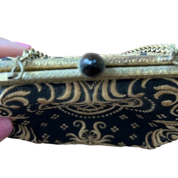 Vintage Embroidered Black and Gold Mini Bag - Picture 3 of 7